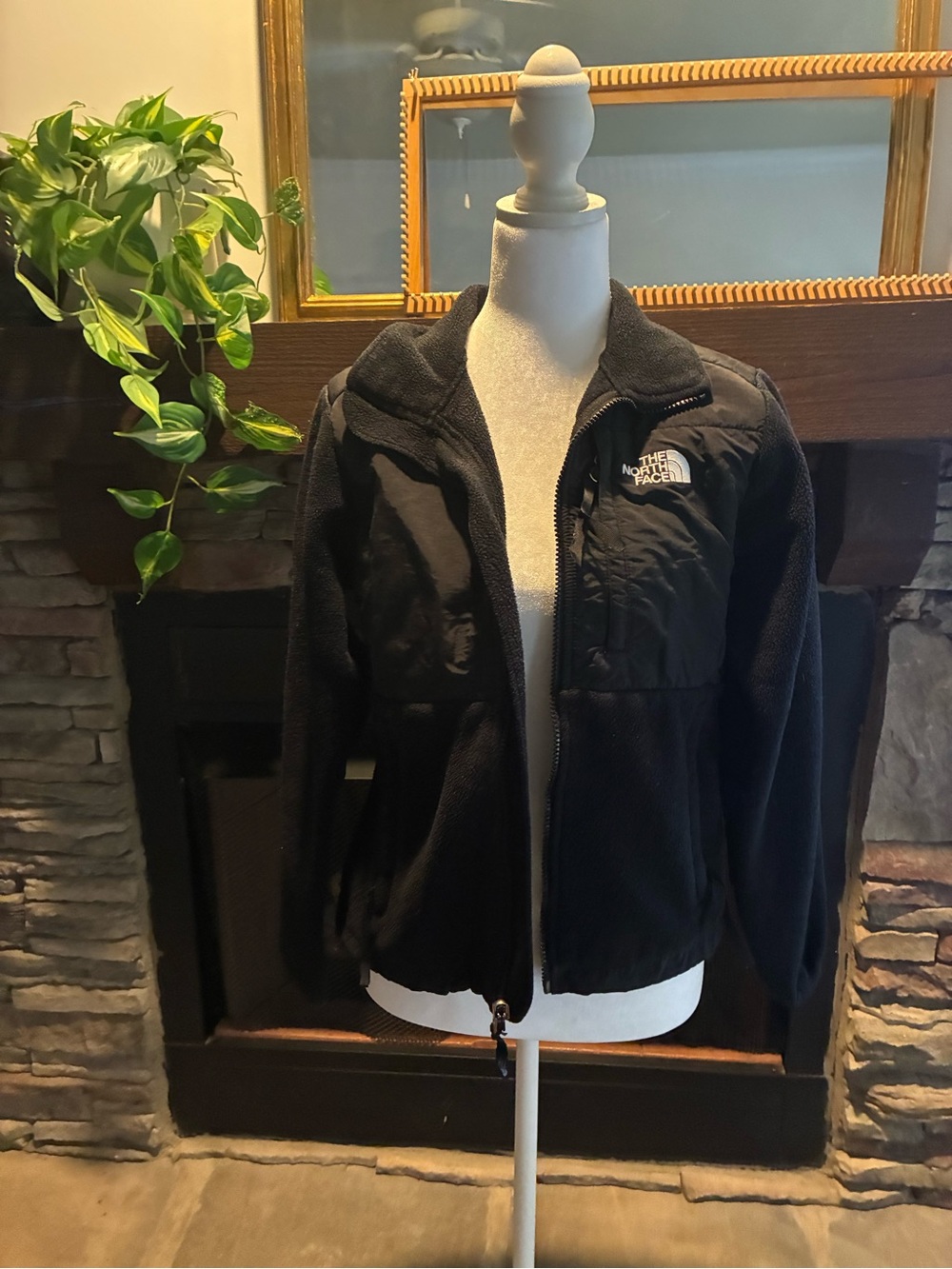 The North Face Black Fleece Jacket with Logo Chest Patch